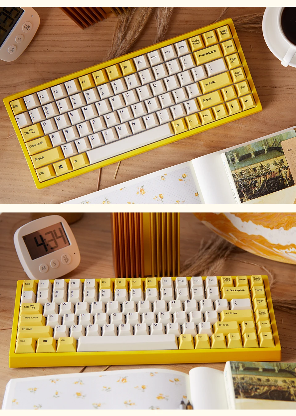 Keycool cheir желтый цвет 84 клавиши механическая клавиатура PBTdye sub pbt keycap Cherry switch Клавиатура для ноутбука