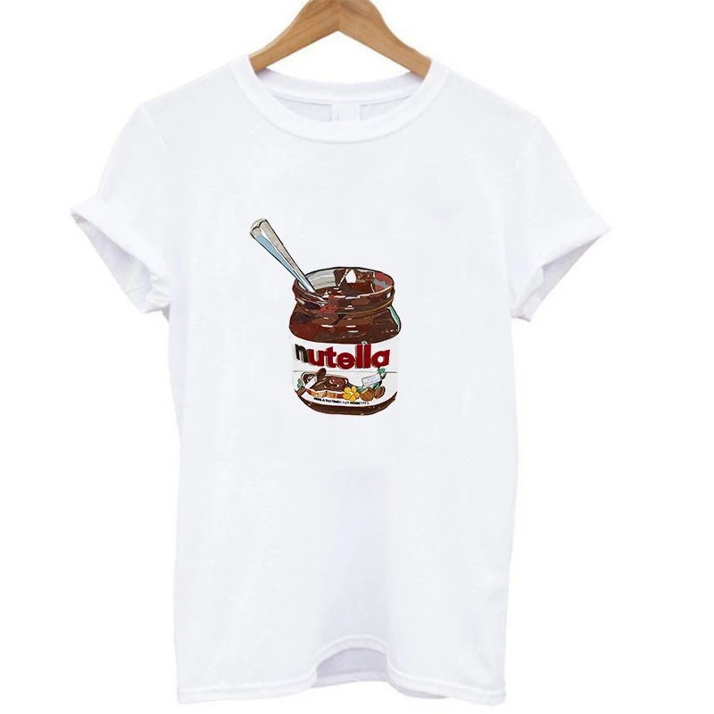 Модный женский топ Nutella с круглым вырезом и коротким рукавом футболка принтом