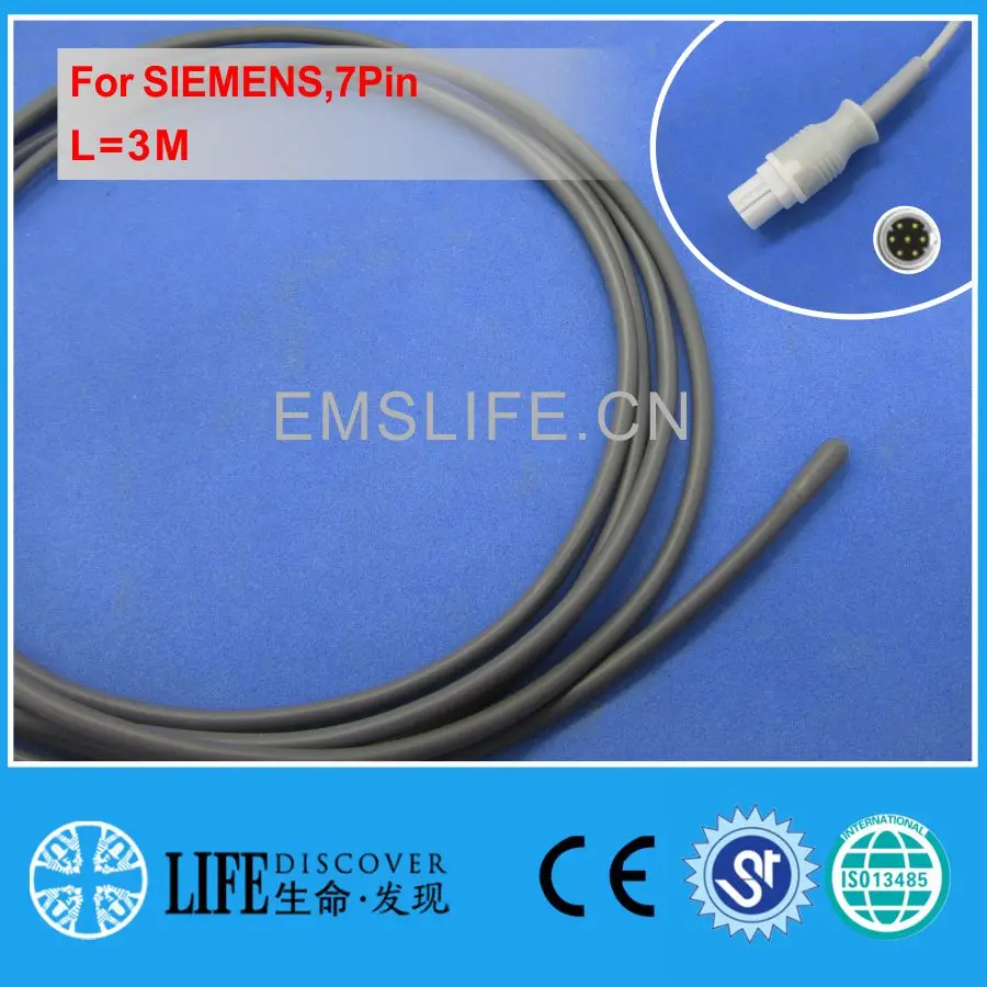 

2019-Adult esophageal or rectal temperature probe for SIEMENS,7Pin patient monitor