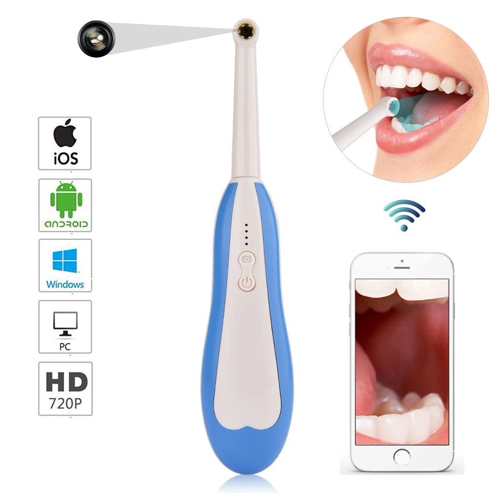 

WiFi Intraoral Camera Endoscope Wireless Oral Camera Video Inspection 360 Rotation LED Teeth Whitening Tool Waterproof