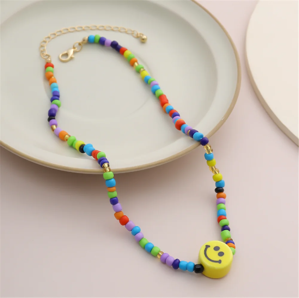 

Simple Bohemian Colorful Seed Bead Flower Choker Necklace Women Statement Collar Clavicle Chain Necklace for Women Jewelry