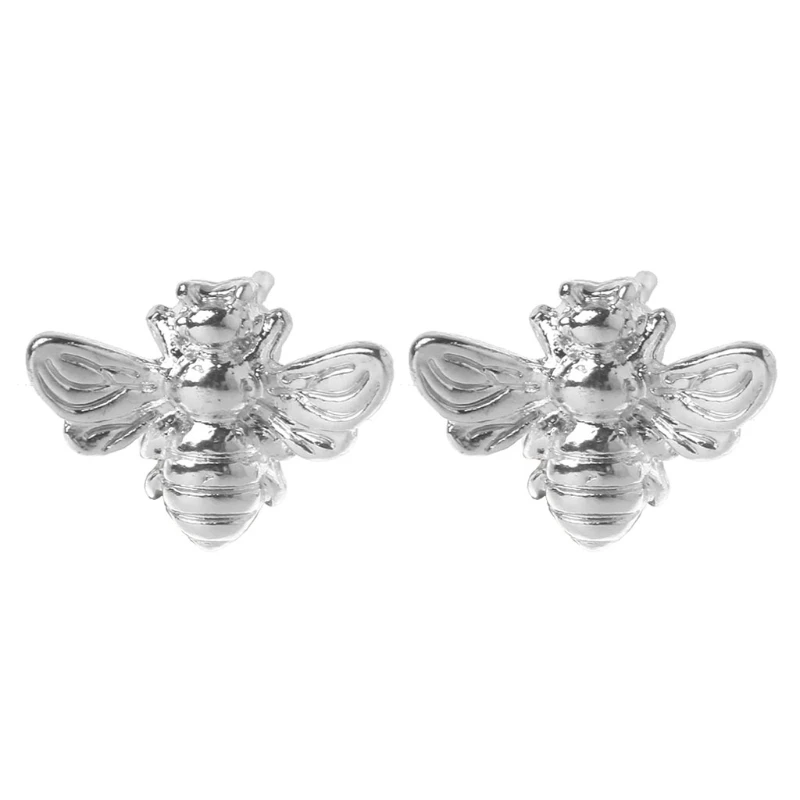 

R58E 1 Pair Cute Tiny Honey Bee Stud Earrings Insect Bumble Bee Jewelry Gold Silver