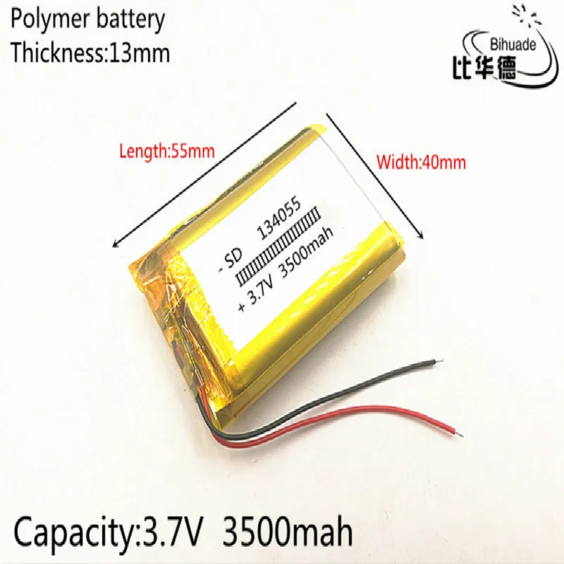 

1pcs/lot 3.7V 3500mAh 134055 Lithium Polymer LiPo Rechargeable Battery cells For Power bank