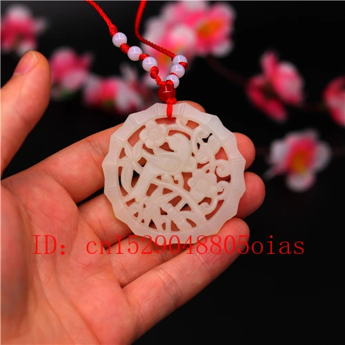 Натуральный белый китайский Нефритовый Цветок Птица кулон ожерелье очарование