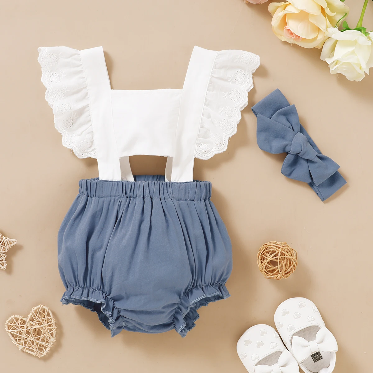 2 шт. детский летний комбинезон с оборками и повязкой на голову | Мать ребенок