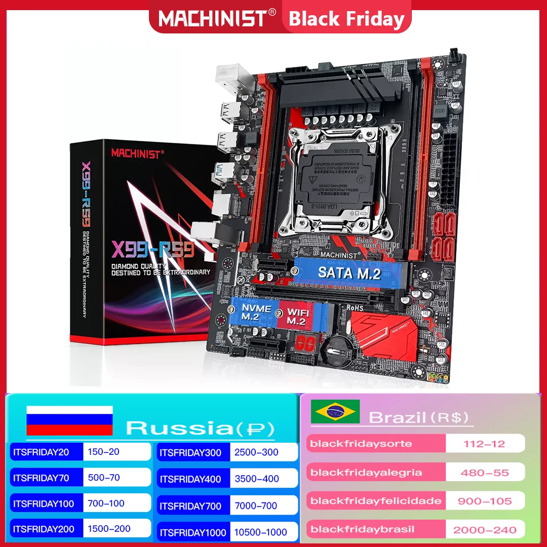 MACHINIST X99 материнская плата LGA 2011-3 Xeon E5 V3 V4 процессор с двойным M.2 NVME слот Поддержка