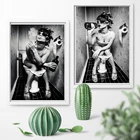 Сексуальные женщины сидят на унитазе, постеры на Скандинавском холсте и художественные принты, черно-белые холст художественные картины на стене