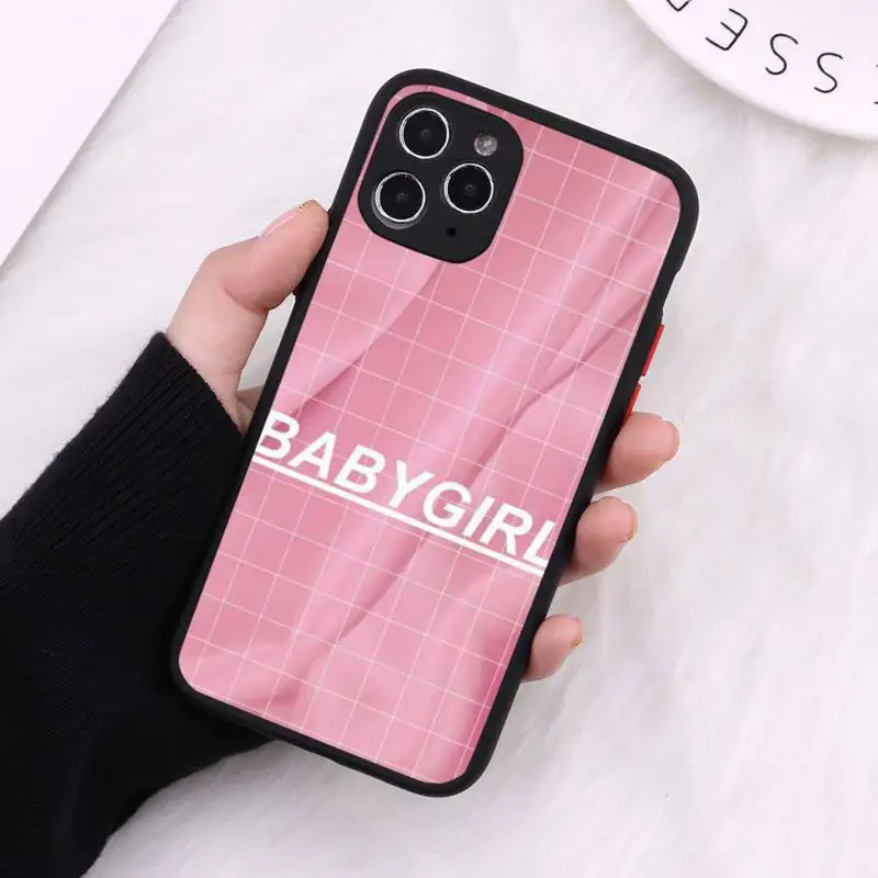 

Babe babygirl honey line Text art Phone Case Matte Transparent for iPhone 7 8 11 12 s mini pro X XS XR MAX Plus cover funda