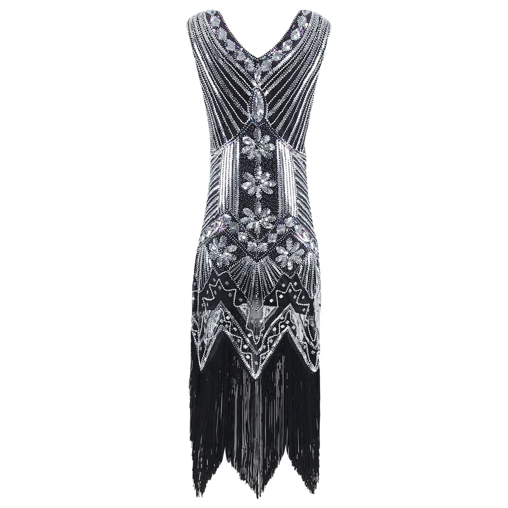 Женское платье в стиле Великий Гэтсби сексуальный костюм с V-образным вырезом