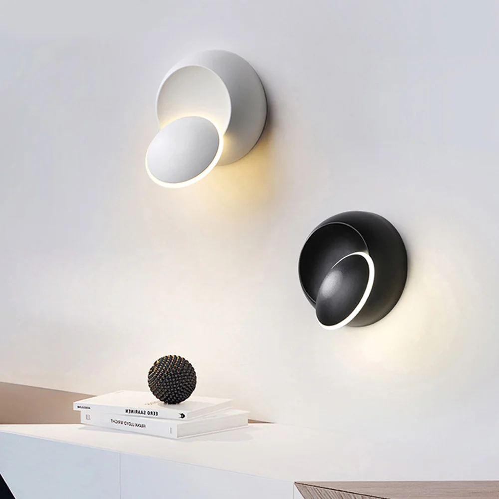 

1Pcs LED Wall Lamp 90-260V LED Wall Lamp 360 Degree Rotation Adjustable Bedside Light Innovative Aisle Round Lamp Home Decor new
