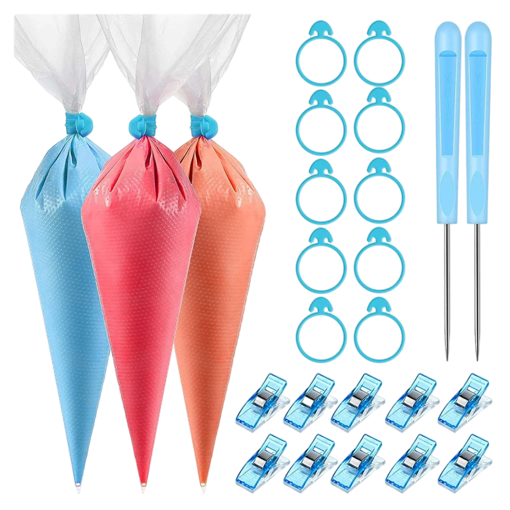

122 Pieces Frosting Bags Cookies Cake Decorating Tools Clips Bakeware Kit Gadgets Festival Accessories for Fondant Candy