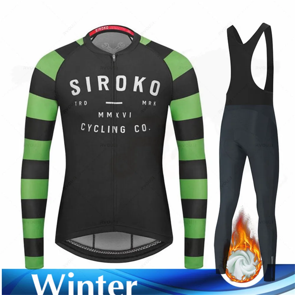 

2022 New SIROKO Winter Cycling Clothing Set Thermal Fleece Cycling Jersey Set Bike Maillot Men Bicycle Clothes Roupa Ciclismo