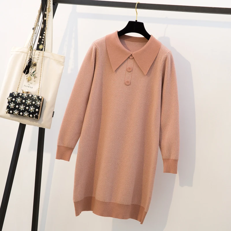 Женское зимнее платье-свитер Длинная вязаная одежда Осенний Модный вязаный