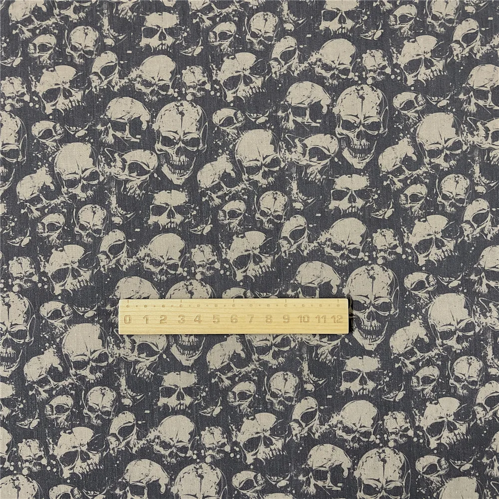 Простая хлопковая ткань из полиэстера винтажная с ужасным черепом эффектом