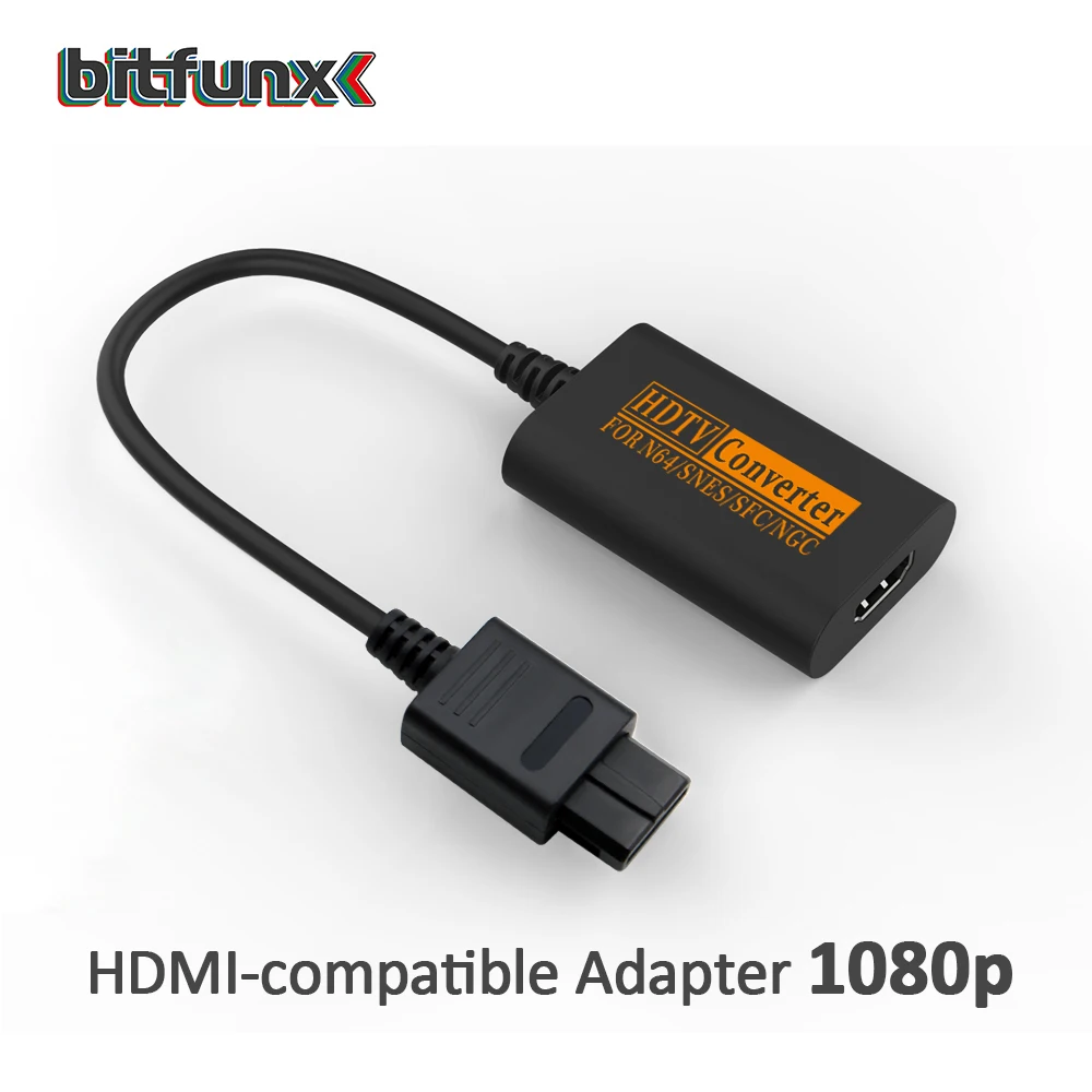 Bitfunx Composite to HDMI Converter 1080P for N64 Nintendo 64/SNES/NGC/SFC Gamecube Retro Video Game Console HD Cable