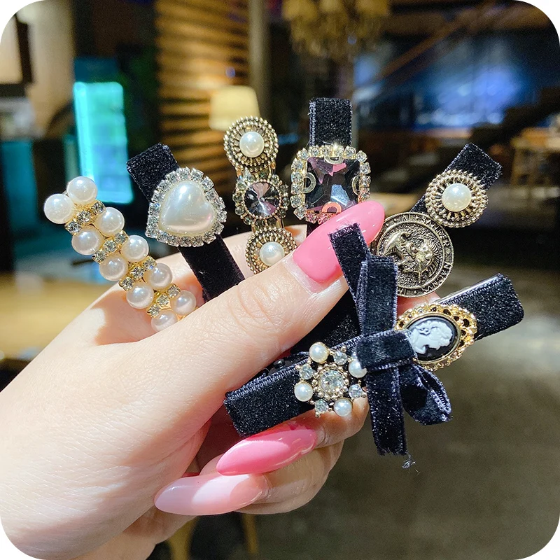 Винтаж а перламутровый бархат носовой зажим для боковой корейский челкой