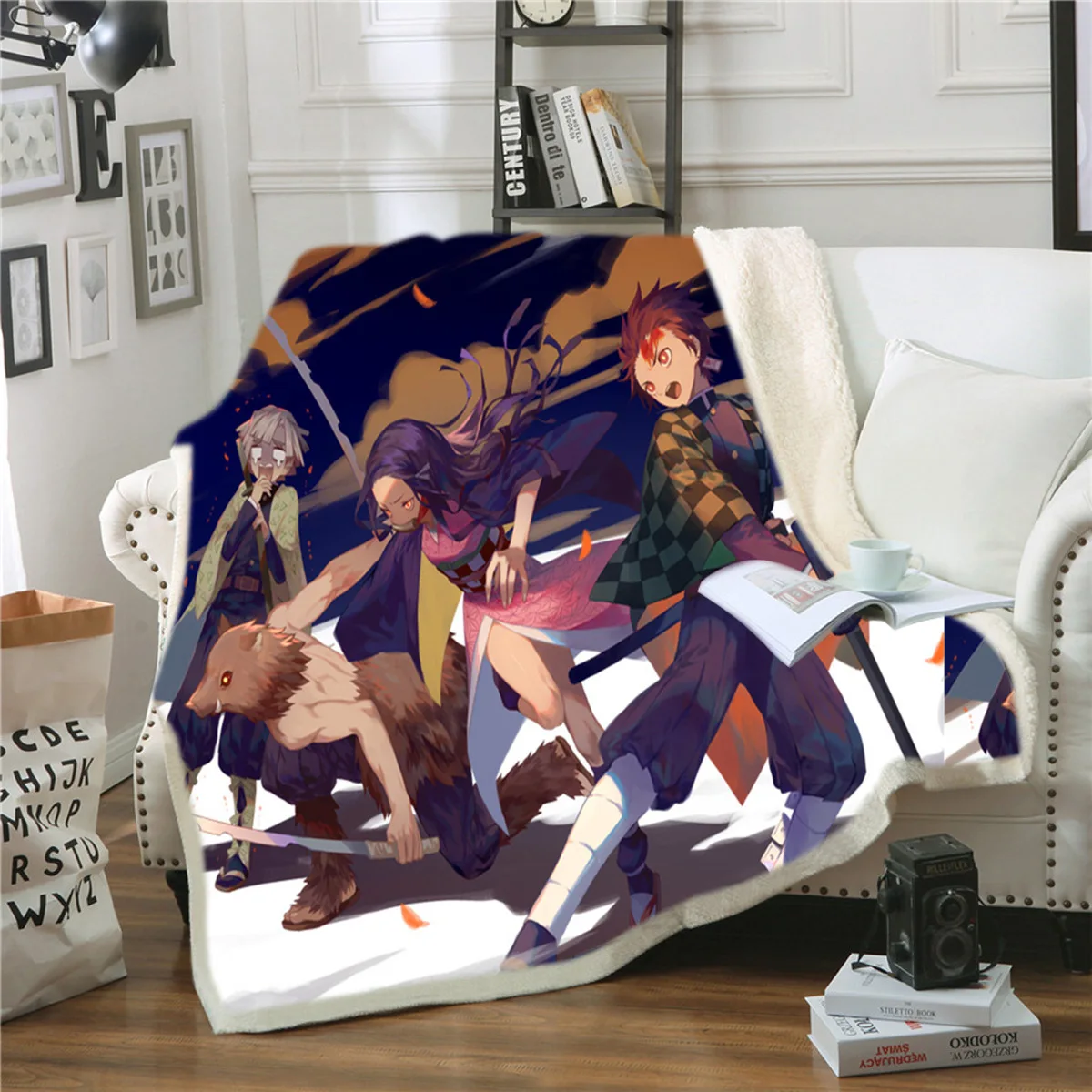Demon Slayer 3D Printed Sherpa Blanket Couch Quilt Cover Travel Bedding Outlet Velvet Plush Throw Fleece Bedspread 006 |