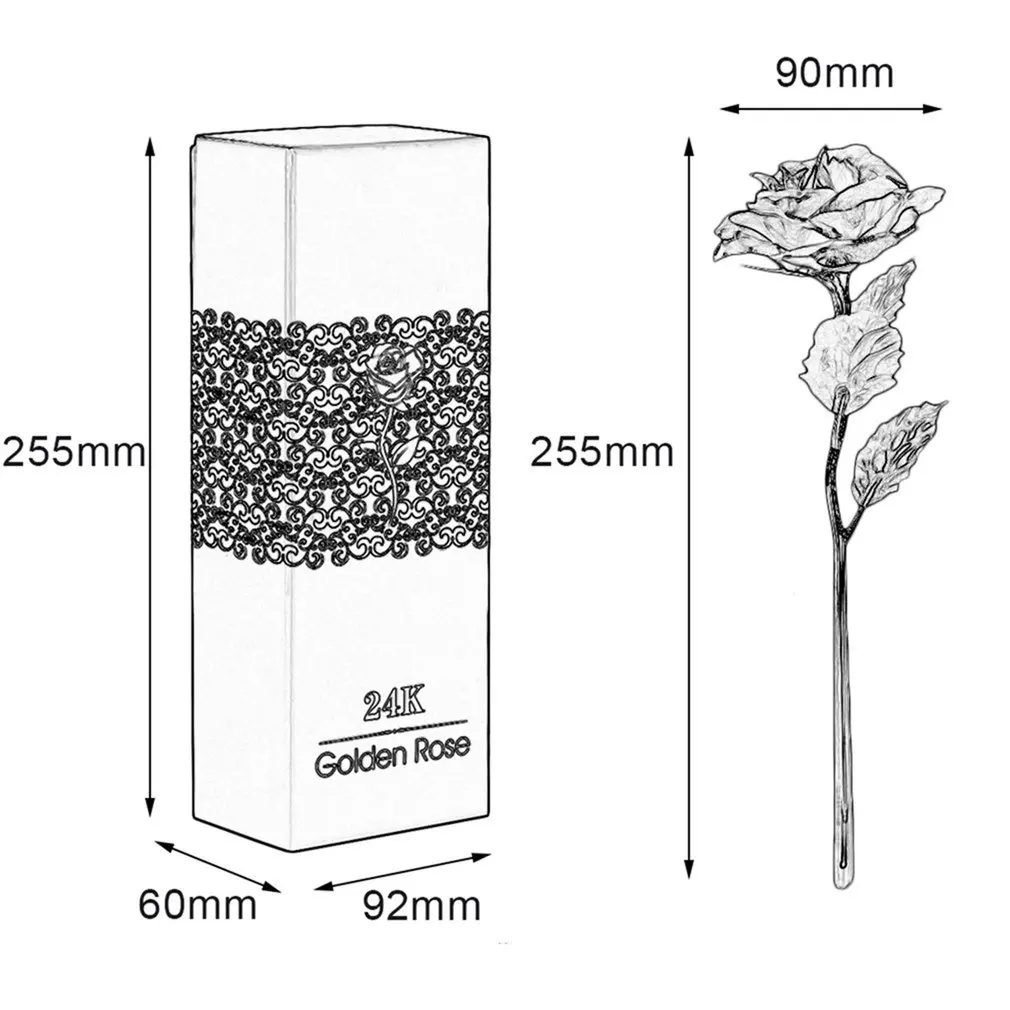 

Creative 24k Gold Foil Plated Rose Creative Gifts Lasts Forever Rose for Lover's Wedding Christmas Day Gifts