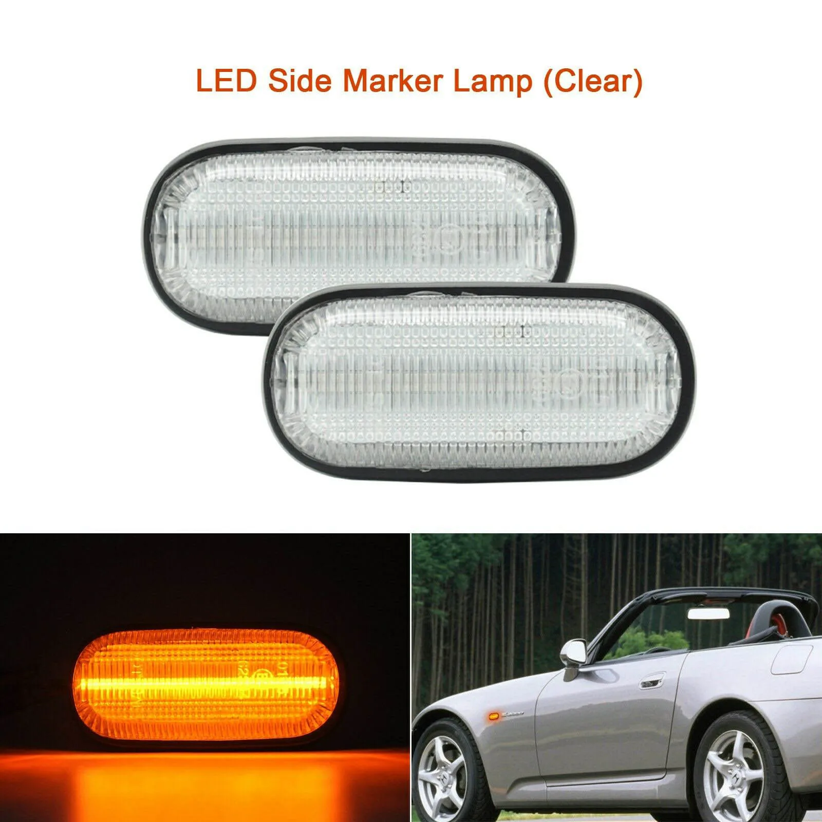Фонари светодиодные янтарные для Honda S2000 200 2009 S2K 33801 33851 S2A J02 023|Сигнальная лампа| |