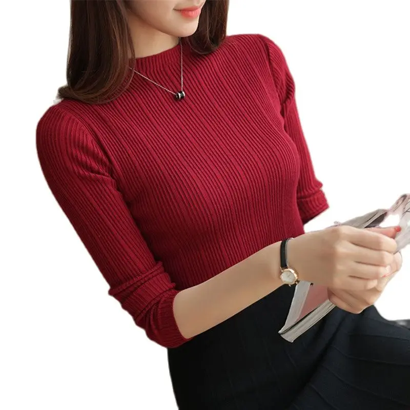 2019 Новый высокое качество осень-зима Для женщин свитер Пуловеры Трикотаж Solid
