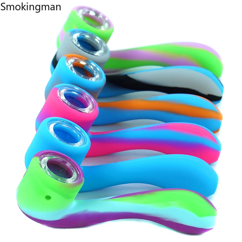 

Трубка для курения, портативная силиконовая ручная трубка, лампа для курения табака со стеклянной чашей для курения, аксессуары для курения...