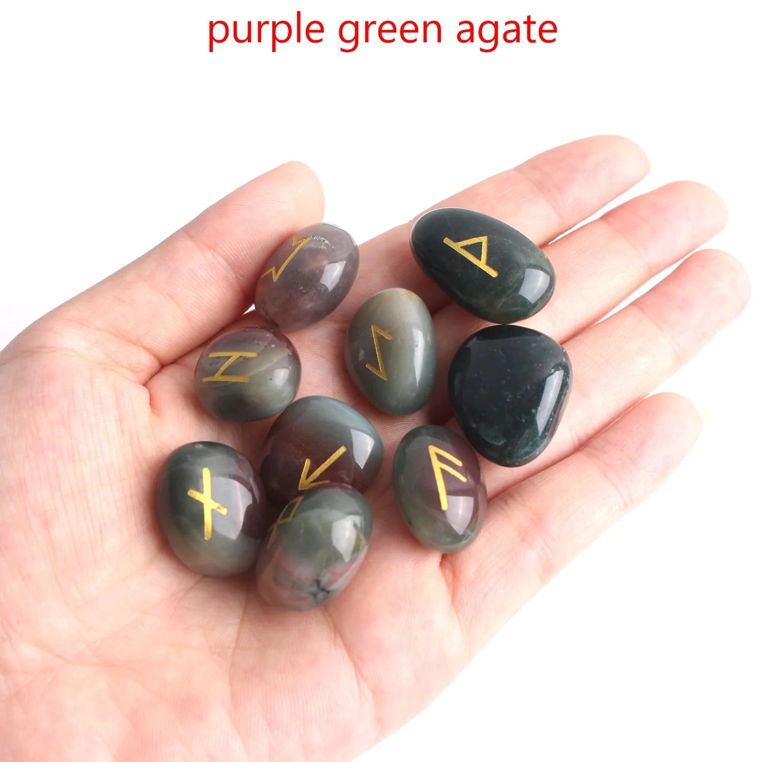 25 шт. натуральный фиолетовый зеленый агат Хрустальные руны гадание гадалка Рейки