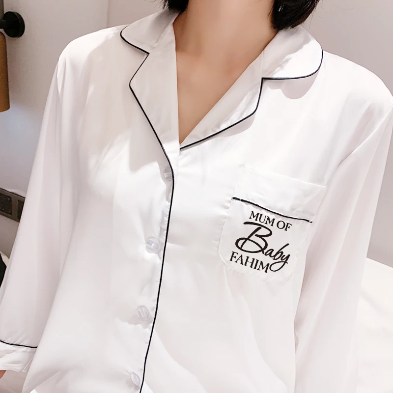 Комплект женский атласный с длинным рукавом пижама для невесты подружки