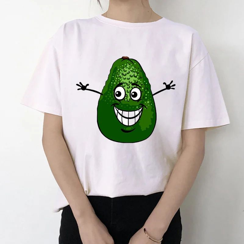 Летняя женская футболка с коротким рукавом и изображением авокадо модная Harajuku 90s