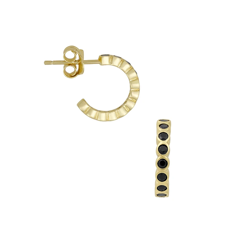 

AIDE Fashion Black Zircon Semicircle Stud Earrings For Women Exquisite 925 Sterling Silver Earrings Fine Jewelry Gift kolczyki