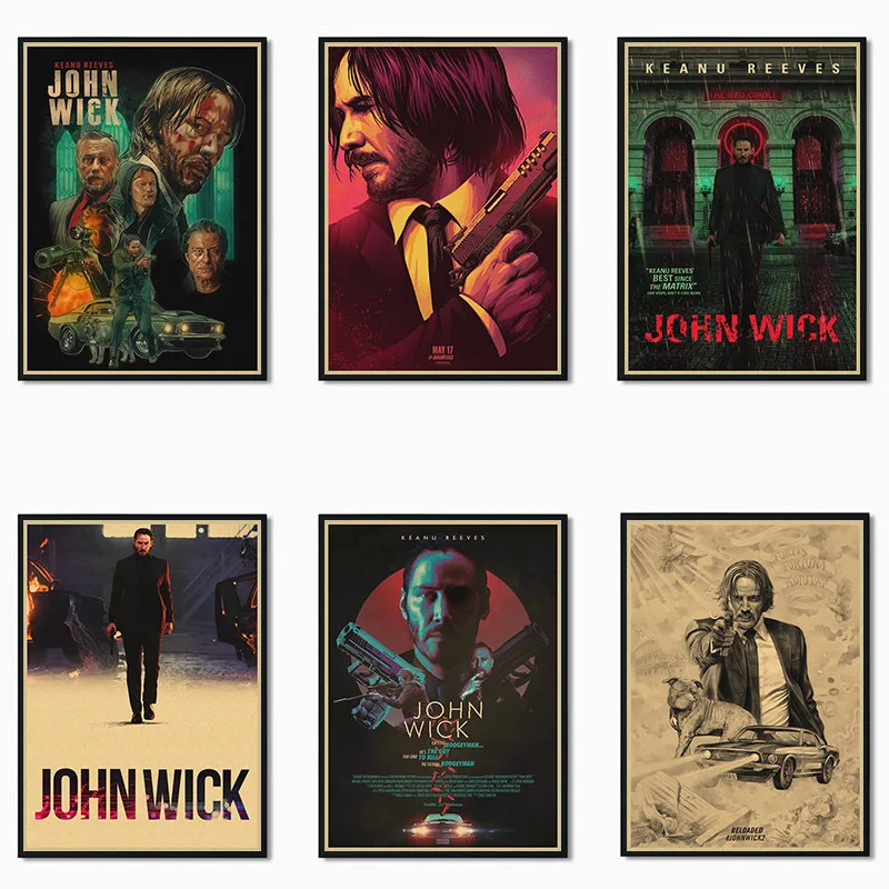Постер фильма Джон уик винтажный постер из крафт-бумаги для дома кафе бара