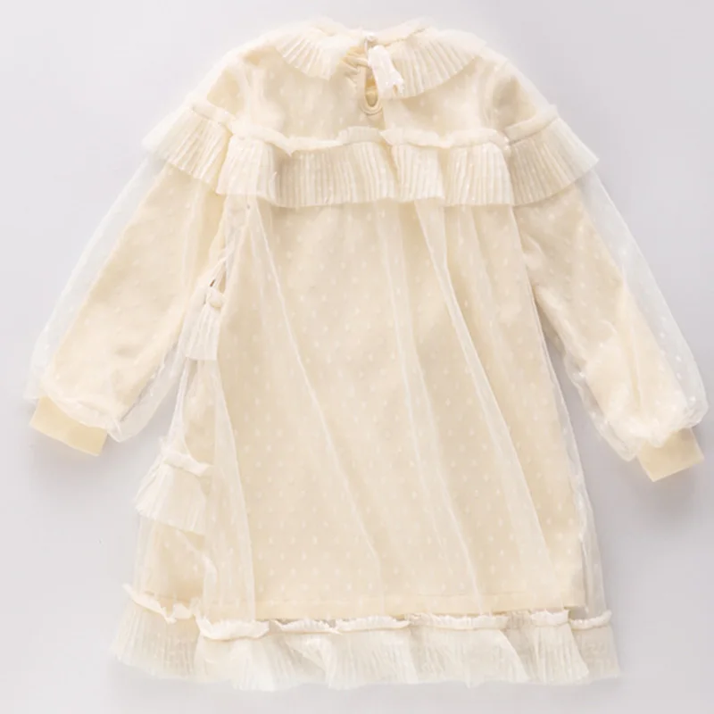 Розовое многослойное Сетчатое платье с длинным рукавом роскошные белые