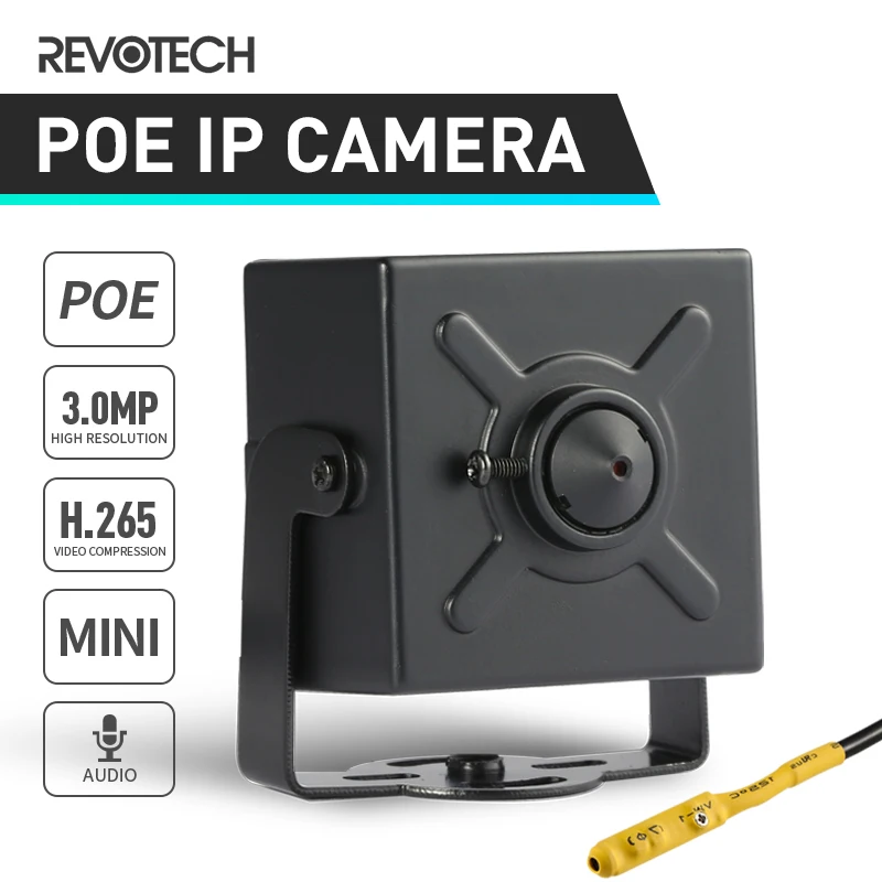POE HD 3MP H.265 аудио мини IP-камера 1296P / 1080P 3 7 мм объектив для помещения безопасности
