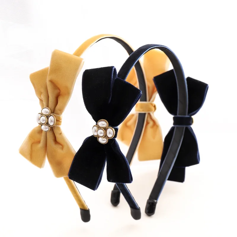 

Ободок для волос Женский, с жемчужным бантом, винтажный, 2020