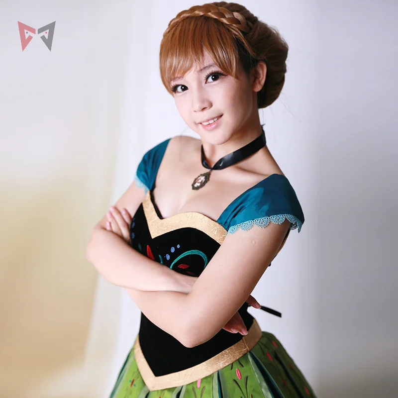 Athemis Movie Ice Anna Cosplay Dress Princess Coronation Costume Custom Made Size Suit Necklace For Halloween Game |