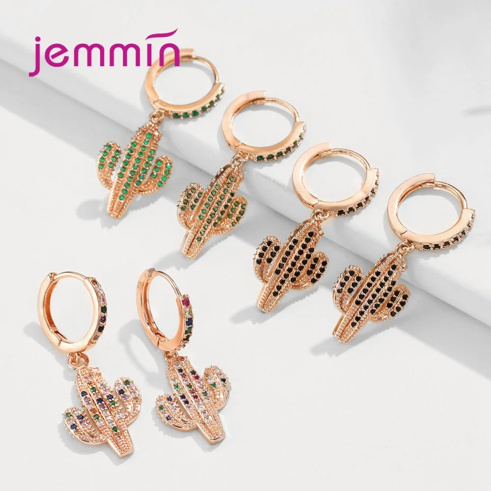 

Women Fun Earrings Plant Cactus Drop Earrings Sweet Temperament Ladies Cubic Zircon Earings Sparkling Rhinestone Jewelry