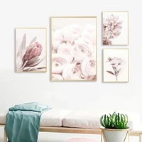 freshening pink flowers wall canvas painting girl room decoration pictures canvas decorative paintings home decor poster gift