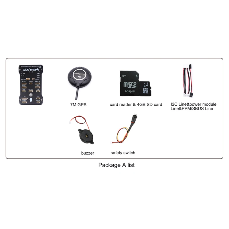 Package A Pixhawk 2.4.8 PIX PX4 32 Bit автопилот Контроллер полета 7m gps 7M w/4G SD переключатель безопасности зуммер+ PPM+ IEC для радиоуправляемого дрона мультиротора - Цвет: Package A