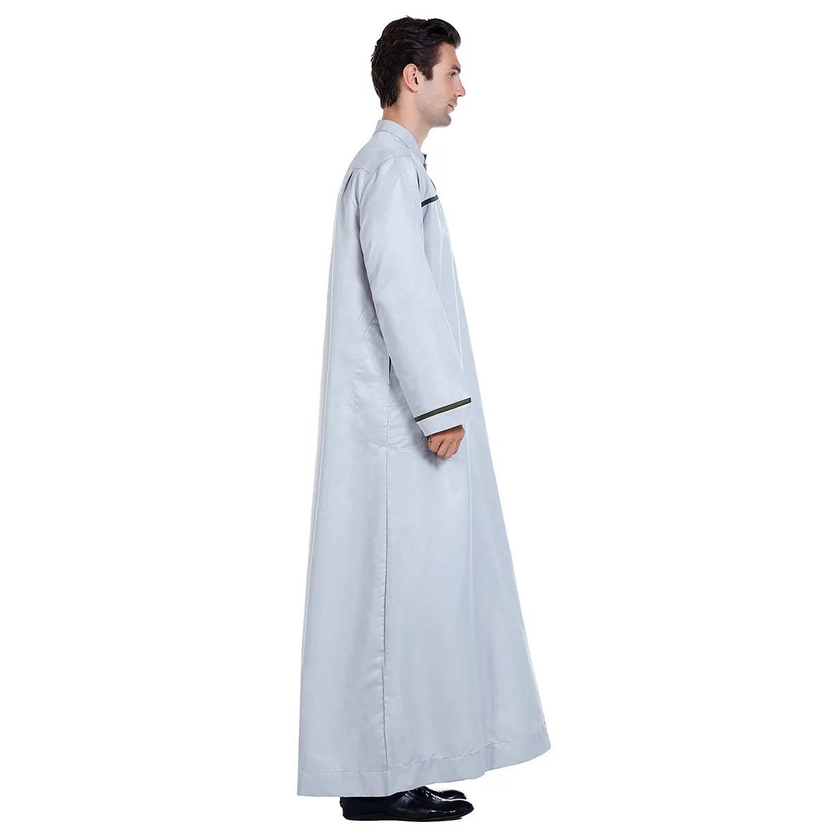 White/Black/Gray/Beige Muslim Abaya Kaftan Arabic Islamic Clothes Long Dress Arab Middle Eastern Men's Robe Loose Jubba Thobe