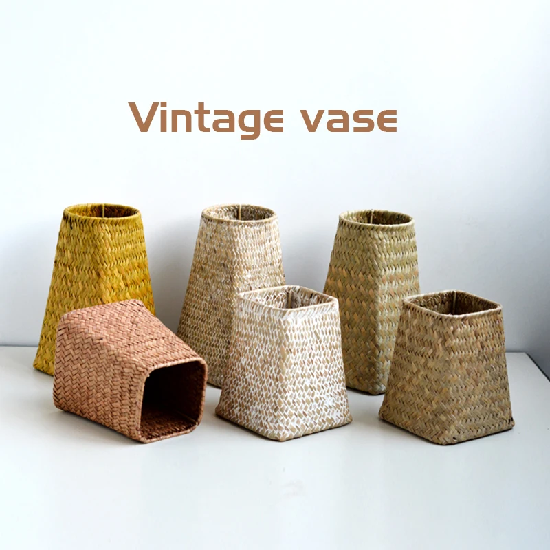 Подвесной ротанговый корзина из морских водорослей ручное вязание пампасная