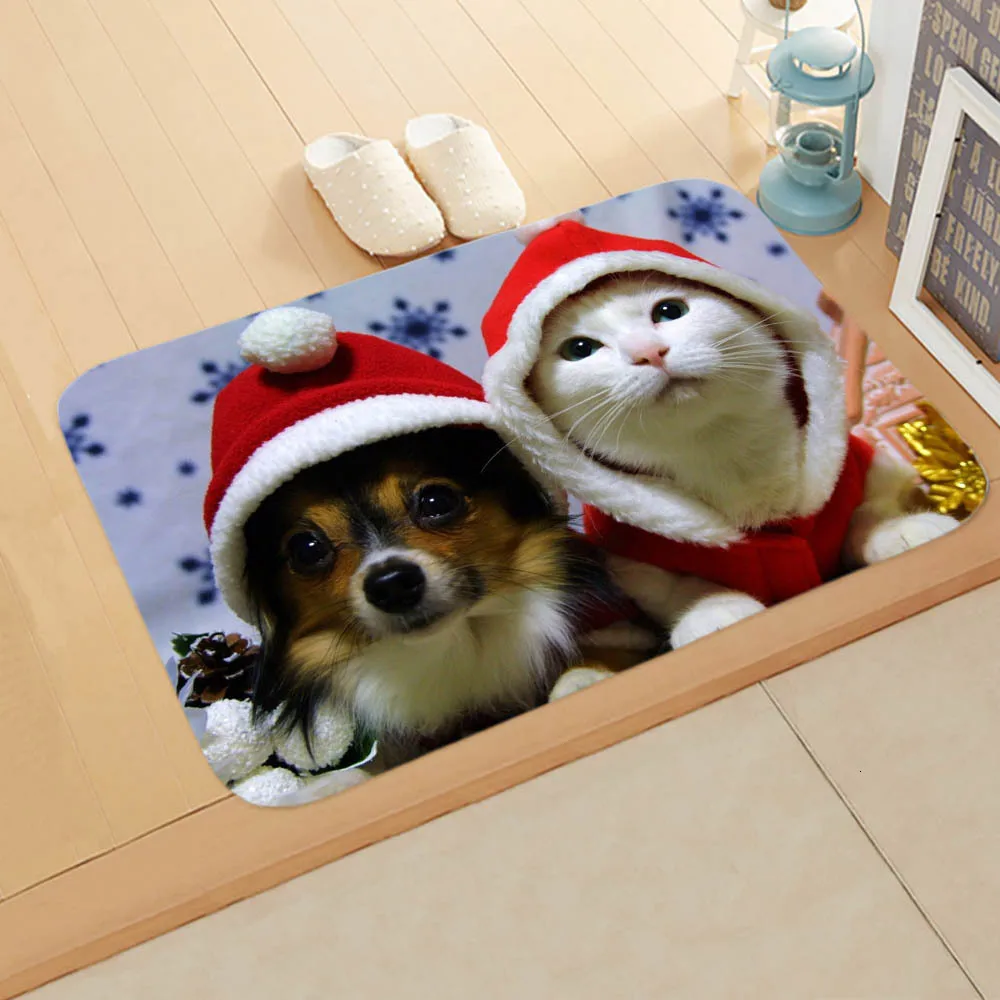 3D Рождественский коврик Kawaii Cat напечатанный ковер Противоскользящий коврик наружные коврики кухонные передние двери коврики Xmas Tapete Para Sala - Color: 11
