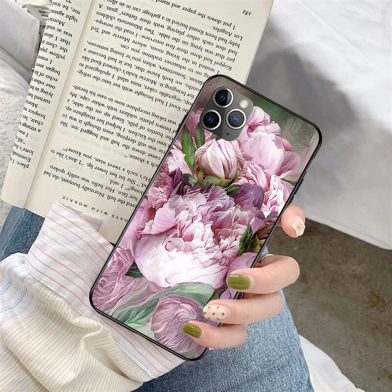 

Elegant Pink Purple Peony Flower On the Vase Phone Accessories Case for iphone 11 12 Pro XS MAX XS XR 8 7 6 Plus 5 5S SE