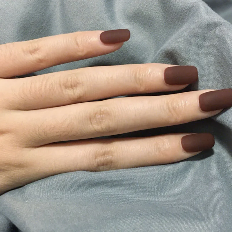 style8 24 шт., матовые розовые накладные ногти для девушек, корейских женщин, инструмент для маникюра и красоты, чистый цвет, Короткие квадратные накладные ногти, сделай сам, украшение - Цвет: style8