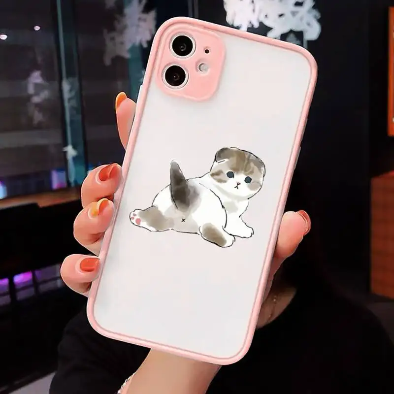 

cat kitten cute funny cartoon Phone Case matte transparent For iphone 7 8 11 12 plus mini x xs xr pro max cover
