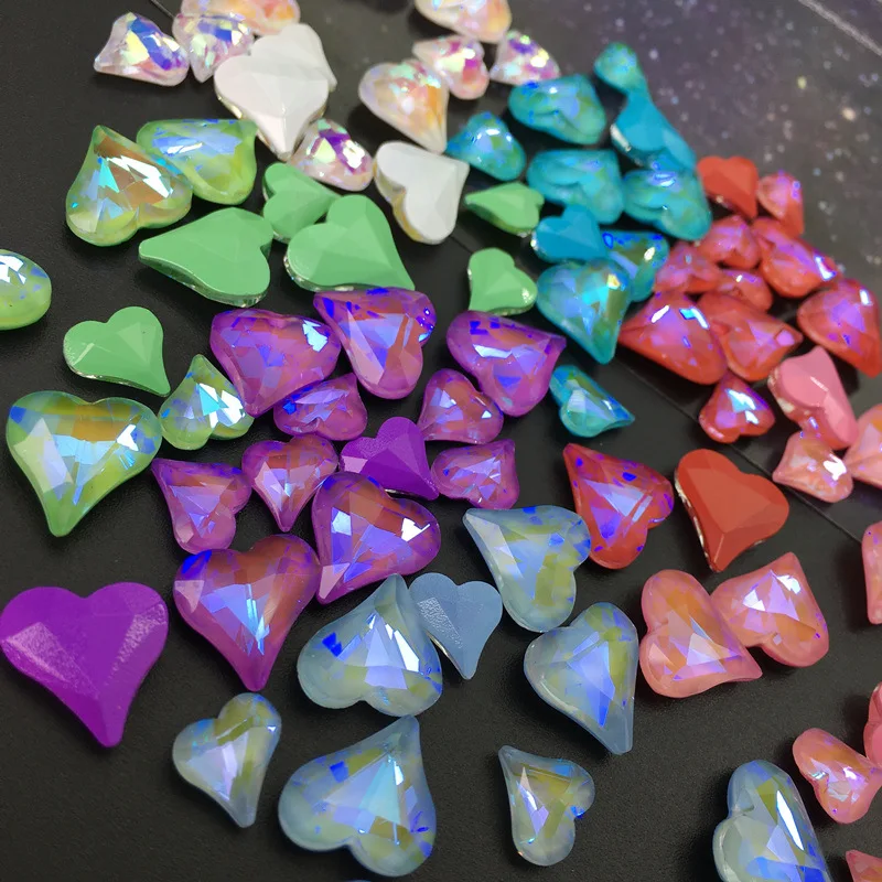 

Аврора нейл-арта в форме сердца со стразами с украшением в виде кристаллов точка нижней задней частью не исправленный со стеклянными алмаза...