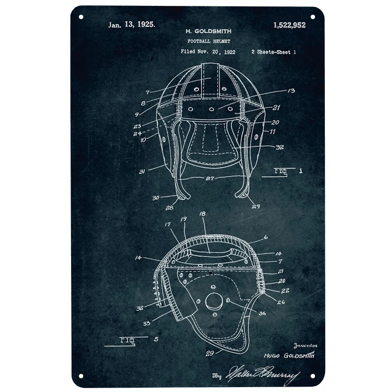

Football Helmet printed Vintage Metal Signs Retro Tin Signs Funny Poster Decor for Bar Pub Club Decoration for Living Room Home