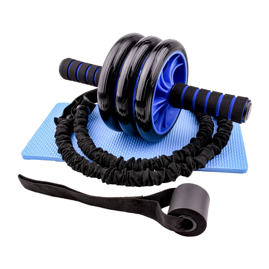 

AB Roller 3 Wheels Resistance Bands Door Anchor Fitness Leg Exercise Abdominal Core Strength Muscle Trainer Home Gym Equipment