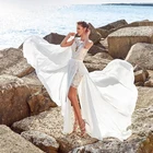 Свадебное платье-бохо, 2021, винтажное, 2 в 1, спереди, короткое, длинное, сзади, шифоновое, простое, пляж рукав, романтичное, Деревенское, очаровательное