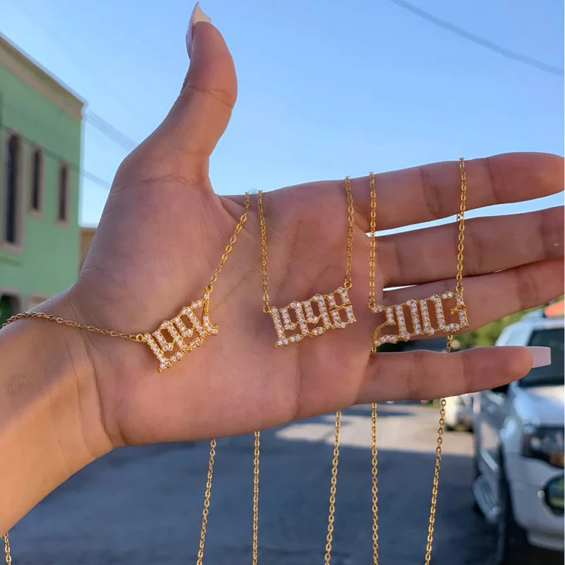 

Zircon Birth Year Necklace For Women Girls Crystal Initial Necklace 1995 1996 1997 1999 Collares Mujer Christmas Jewerly Gift