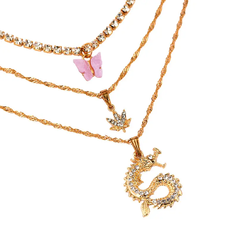 JJFOUCS Трендовое новое ожерелье с подвеской в виде кленового листа дракона Женский