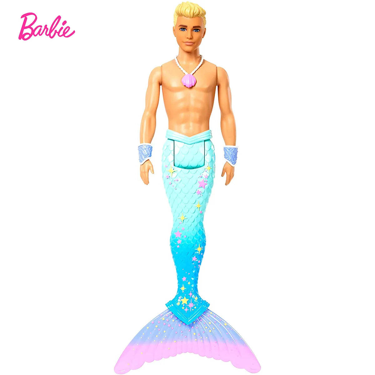 

Barbie Dreamtopia Merman Doll 12-Inch with Blue Rainbow Tail and Blonde Hair for 3 to 7 Year Olds FXT23